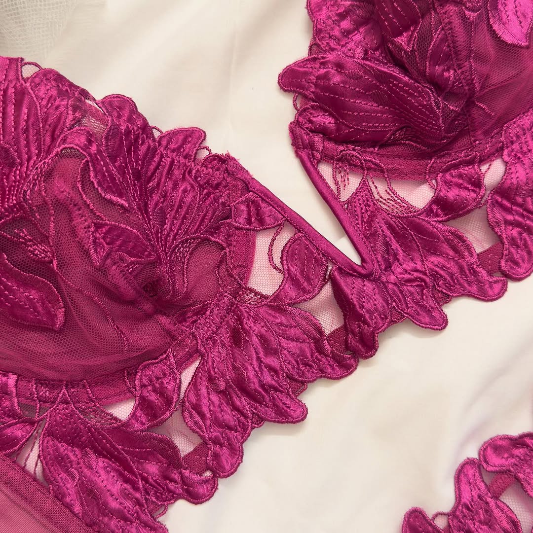 Women's Luxury Floral Applique Sheer Mesh Lingerie Set - Image 7