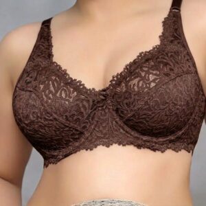 Elegance in Bloom: Deep Wine Full-Coverage Floral Lace Underwire Bra